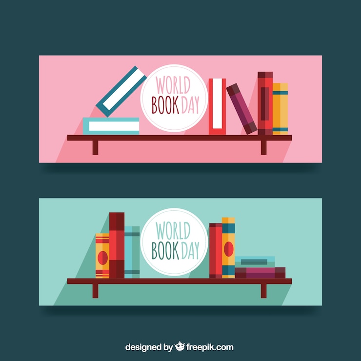 Vettore gratuito scaffali di libri striscioni