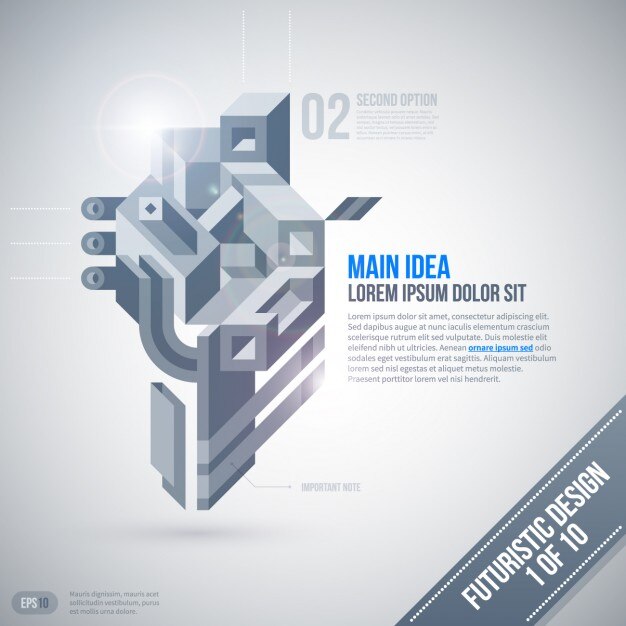 Scala di grigi 3D infografica con uno stile futuristico