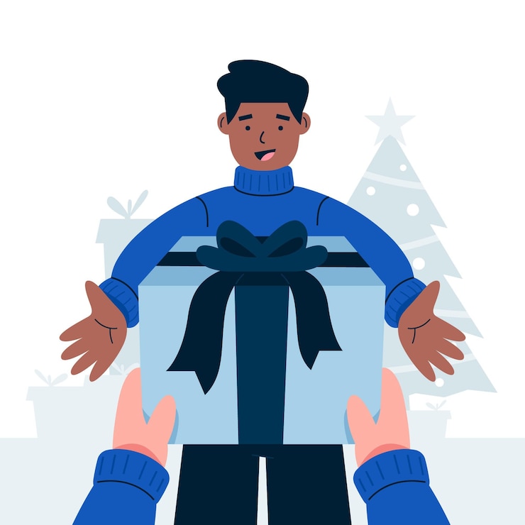 Vettore gratuito scena del regalo di natale