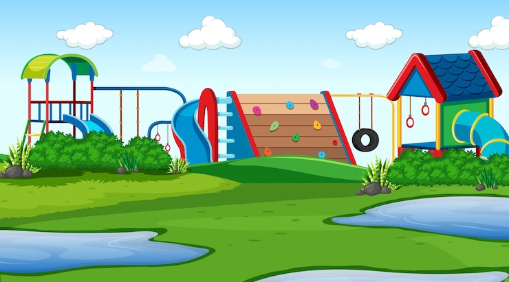 Vettore gratuito scena parco giochi all'aperto