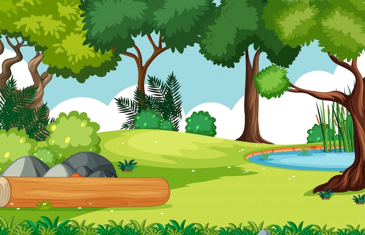 Vettore gratuito scenario del parco naturale di sfondo vuoto