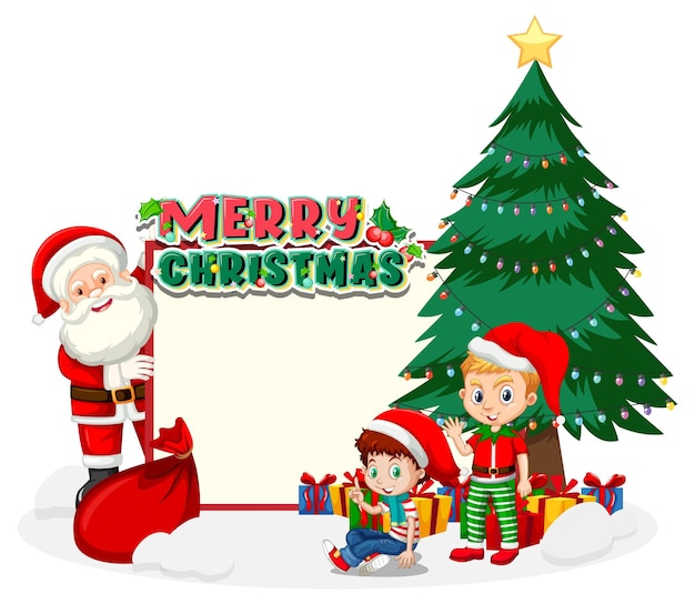 Scheda vuota con Babbo Natale e bambini