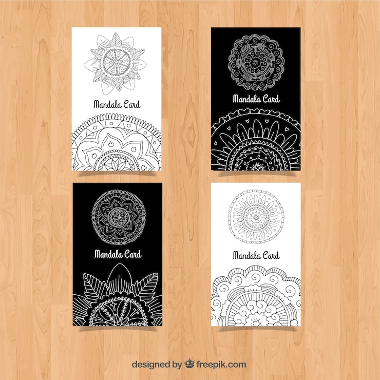 Vettore gratuito schede collezione mandala