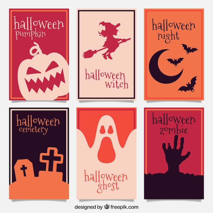 Vettore gratuito schede creative di halloween