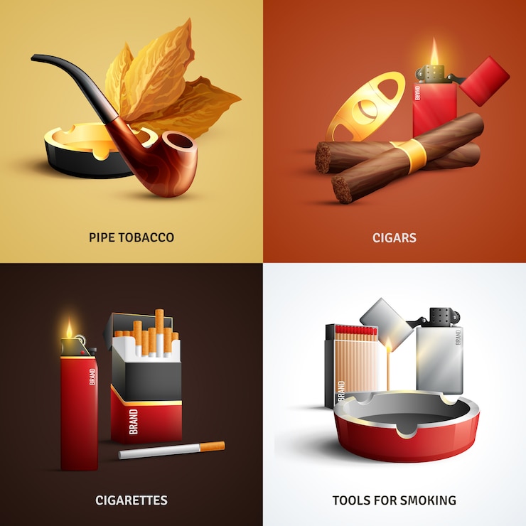 Vettore gratuito schede di prodotti del tabacco