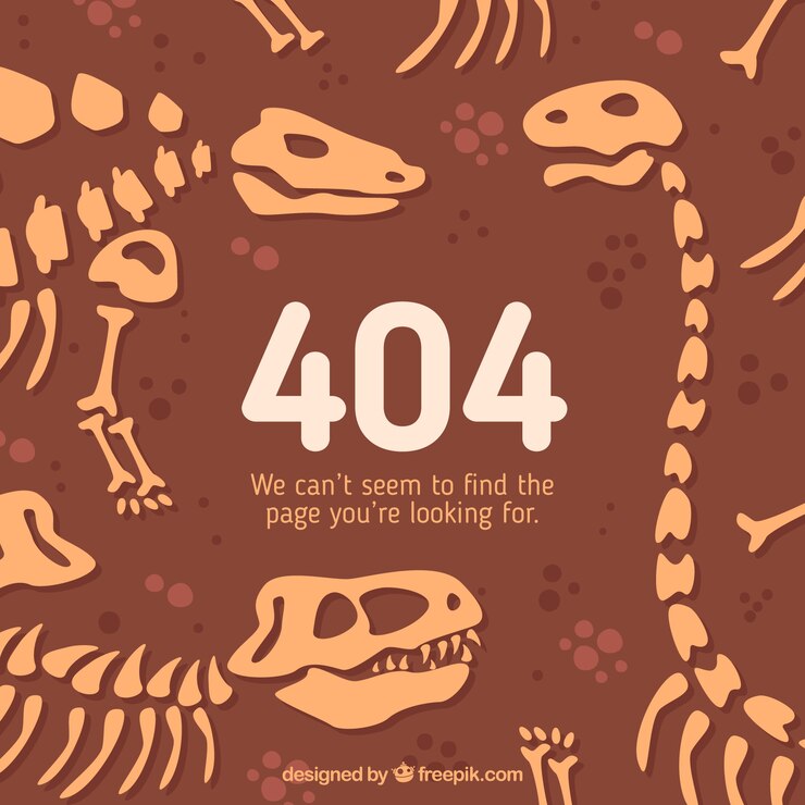Vettore gratuito scheletri del dinosauro di concetto di errore 404