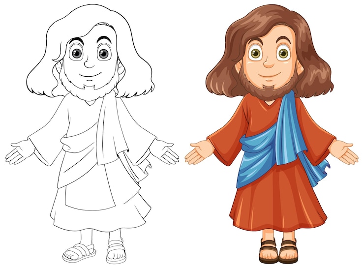 Vettore gratuito schema di gesù cristo da colorare