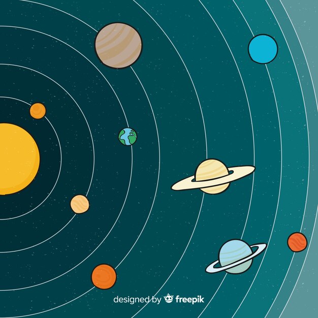 Schema di sistema solare disegnato a mano incantevole
