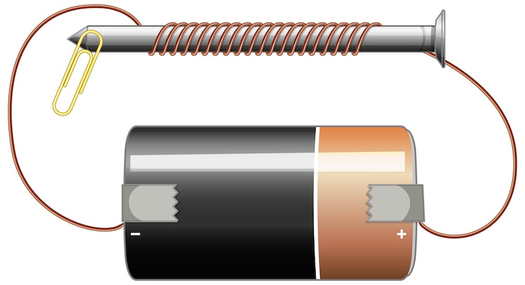 Vettore gratuito schema elettrico con batteria e vite