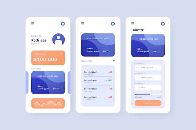 Schermate dell'interfaccia dell'app bancaria