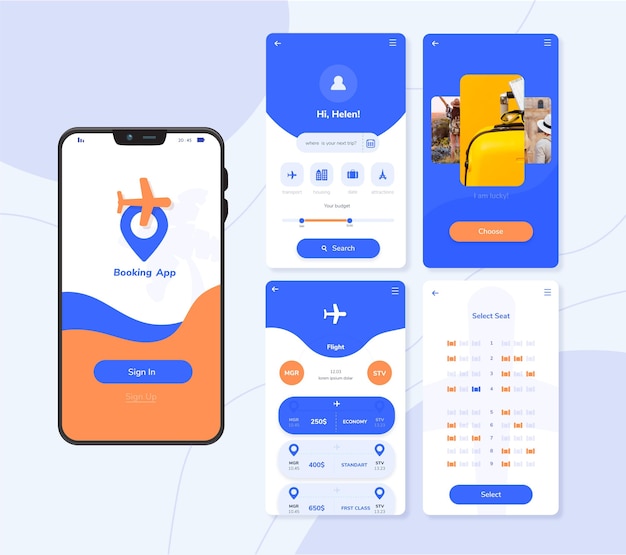 Schermate delle app di prenotazione viaggi