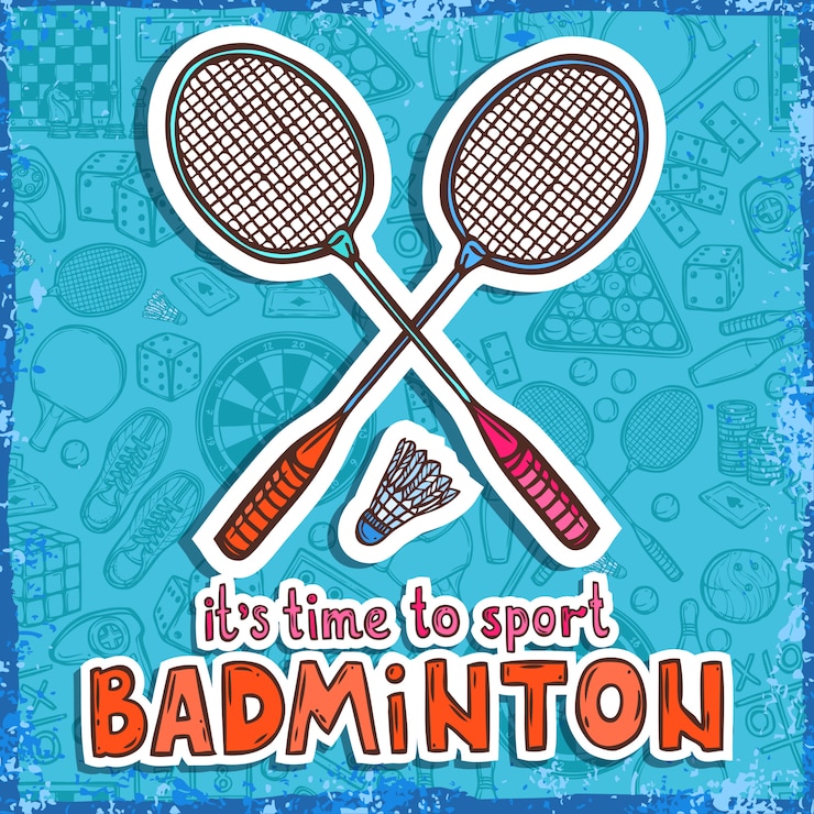 Vettore gratuito schizzo di badminton. è tempo di fare sport
