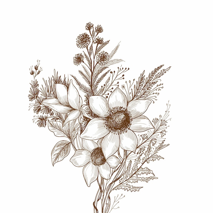 Vettore gratuito schizzo floreale decorativo