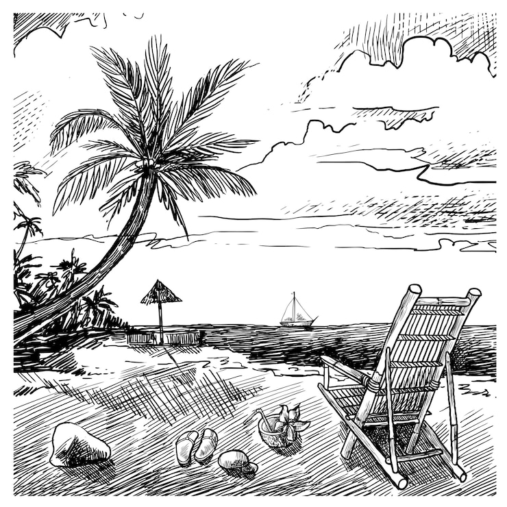 Vettore gratuito schizzo summer beach