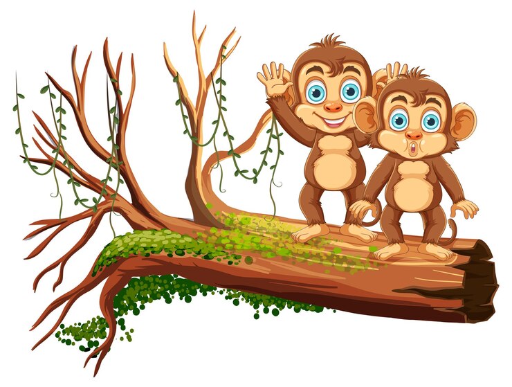 Vettore gratuito scimmie giocose su un albero