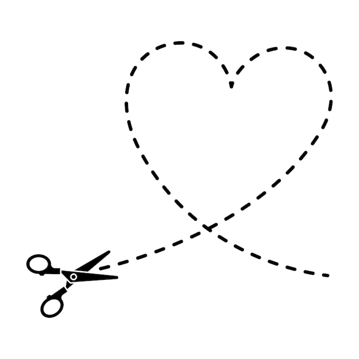 Vettore gratuito scissori per tagliare la forma di un cuore