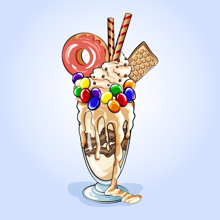 Vettore gratuito scossa di mostro disegnato a mano con caramelle