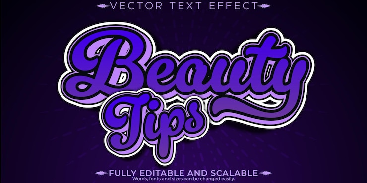 Vettore gratuito script modificabile con effetto testo beauty e stile testo pruple