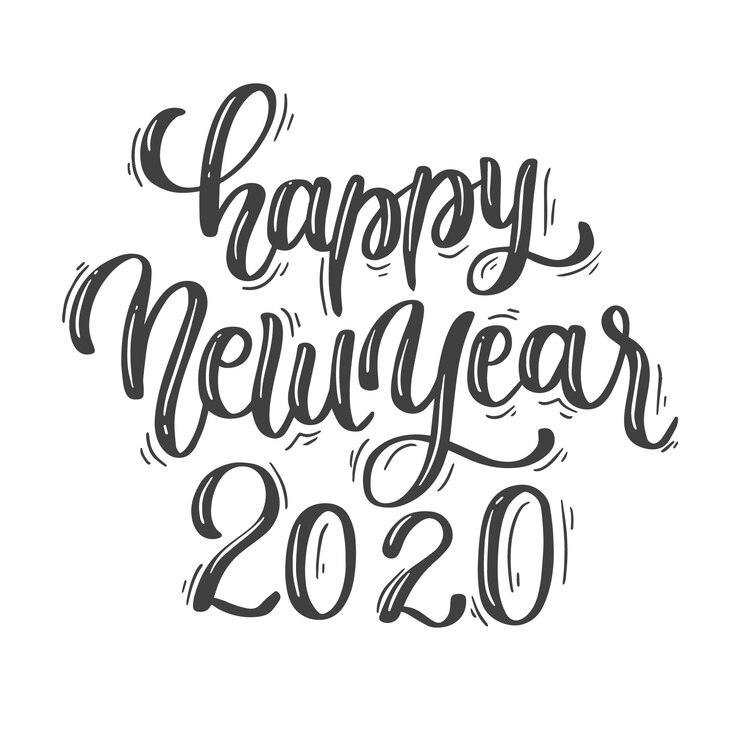 Vettore gratuito scritte d'epoca felice anno nuovo 2020