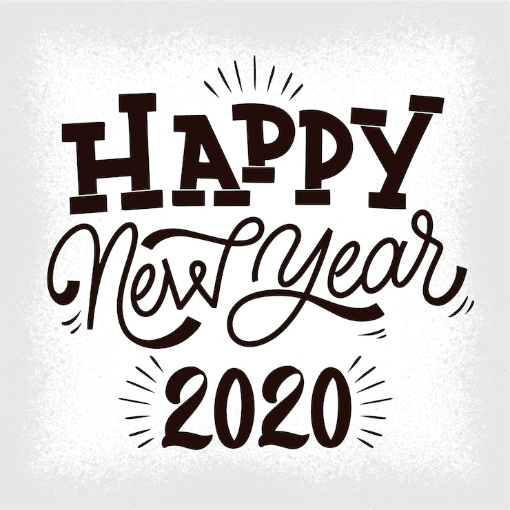 Vettore gratuito scritte d'epoca felice anno nuovo 2020