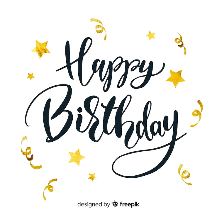 Vettore gratuito scritte di buon compleanno con stelle dorate