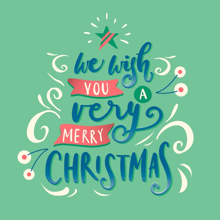 Vettore gratuito scritte di natale verde