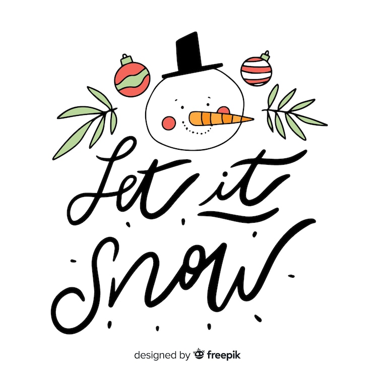 Vettore gratuito scritte in merry christmas con pupazzo di neve