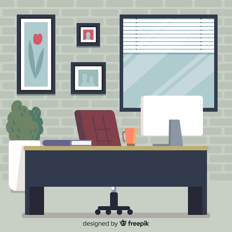 Vettore gratuito scrivania professionale con design piatto