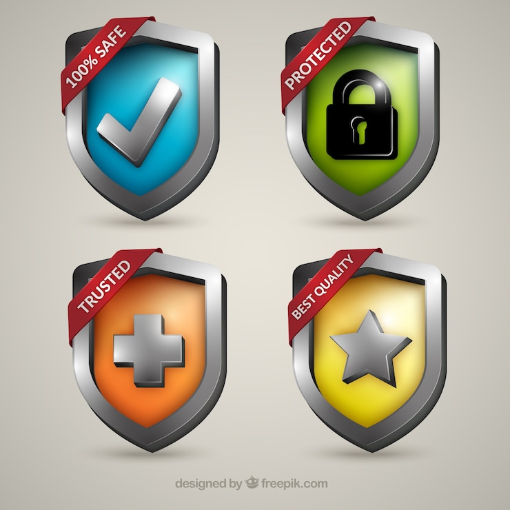 Vettore gratuito scudi di sicurezza