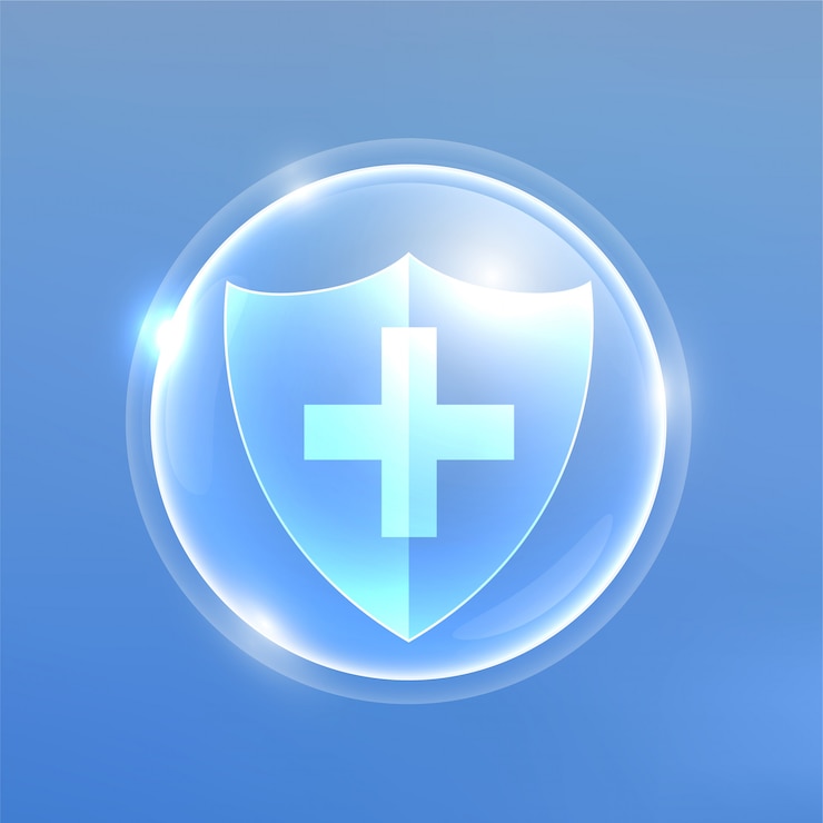 Vettore gratuito scudo medico di protextion contro virus o batteri