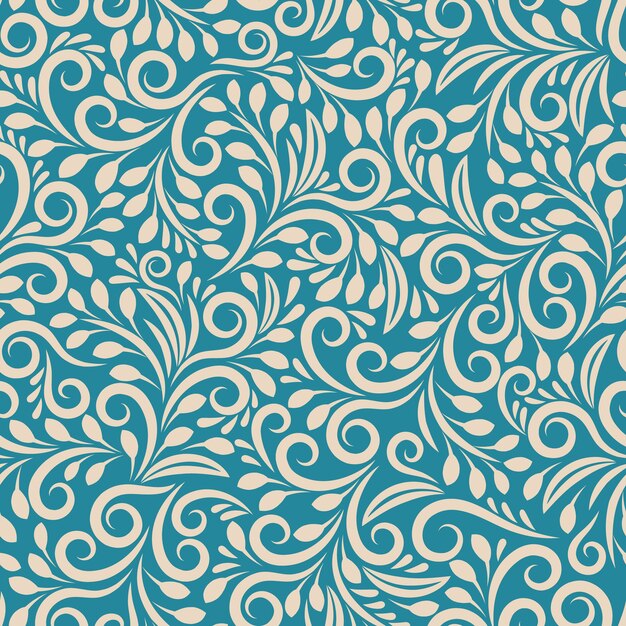 Seamless motivo floreale su sfondo uniforme. Ornamento darkcyan, arte del tessuto di design, contorno di moda