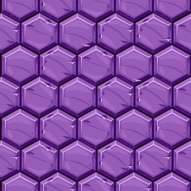 Seamless texture di piastrelle in pietra esagonale viola brillante. Sfondo vintage pavimentazione piastrelle geometriche.