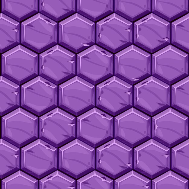 Seamless texture di piastrelle in pietra esagonale viola brillante. Sfondo vintage pavimentazione piastrelle geometriche.