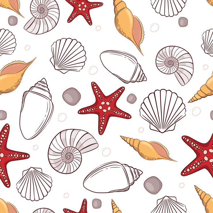 Vettore gratuito seashell pattern background