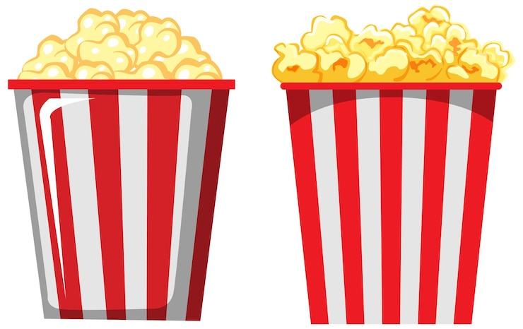 Vettore gratuito secchi popcorn a righe rosse