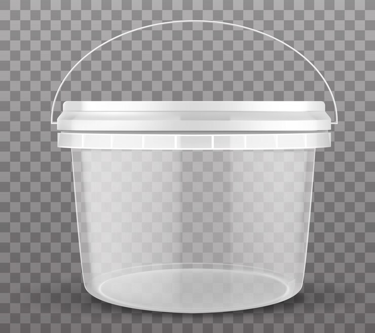 Vettore gratuito secchio di plastica trasparente