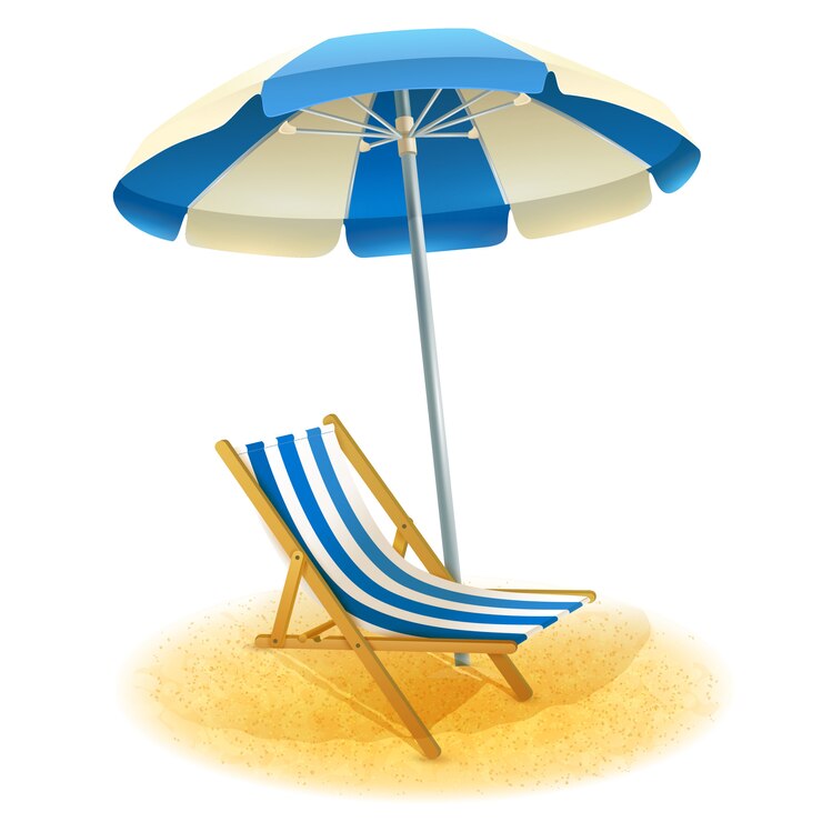 Sedia a sdraio con illustrazione di ombrello