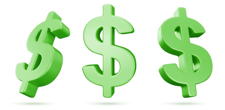 Vettore gratuito segni di dollari verdi da 3 centesimi isolati su bianco