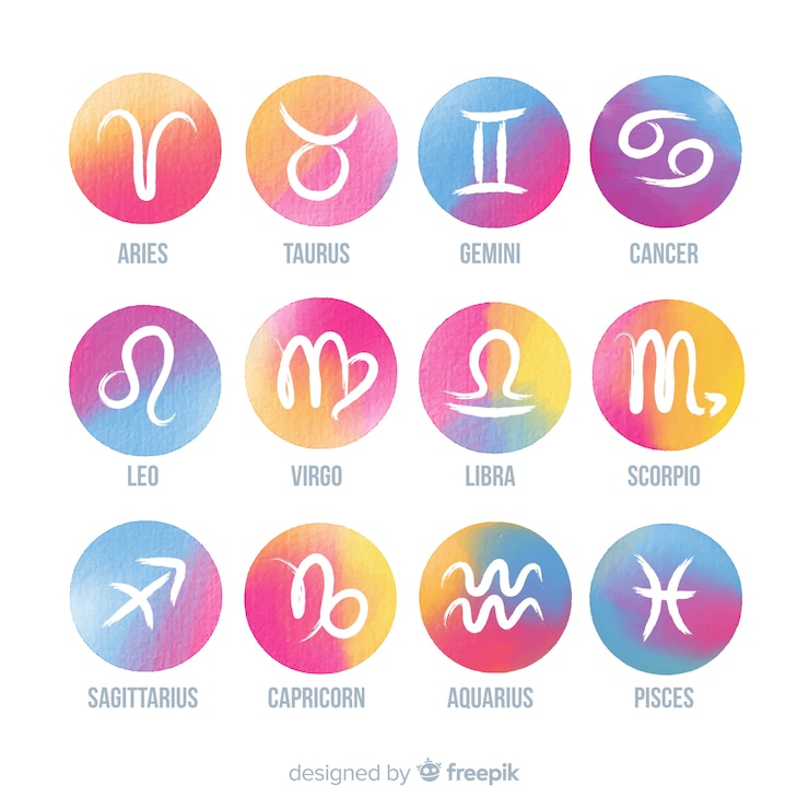 Vettore gratuito segni zodiacali dell'acquerello