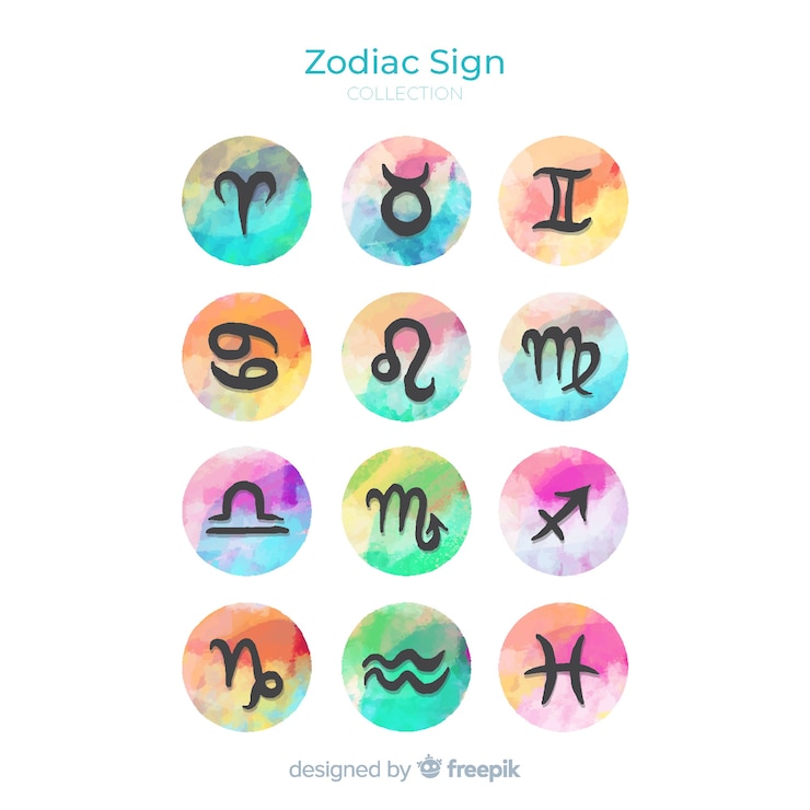 Vettore gratuito segni zodiacali dell'acquerello