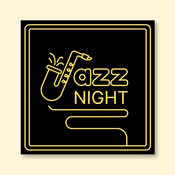 Vettore gratuito segno di sassofono notturno jazz piano al neon