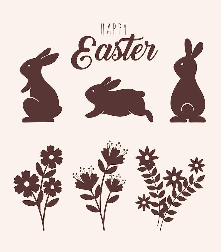 Vettore gratuito sei sagome di buona pasqua
