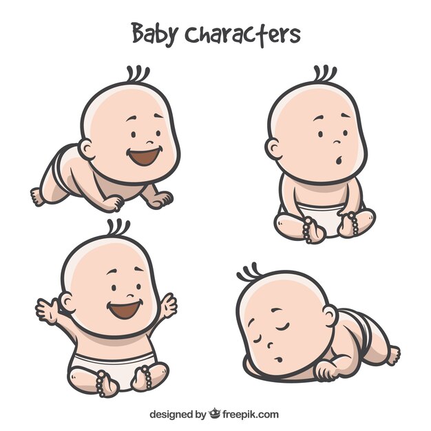 Selezione di adorabile bambino in diverse azioni