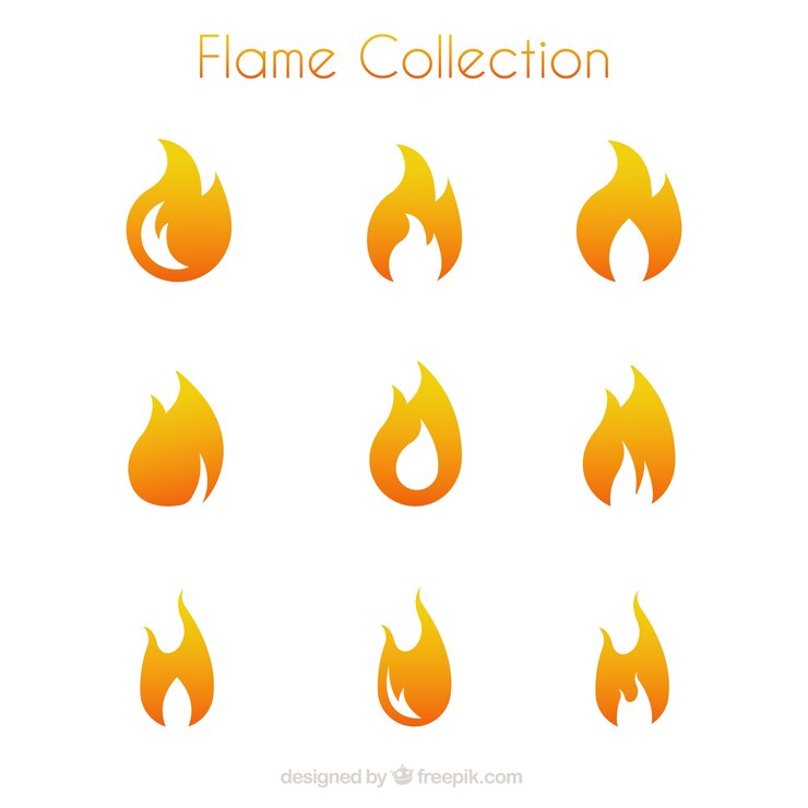 Vettore gratuito selezione di fiamme in stile minimalista