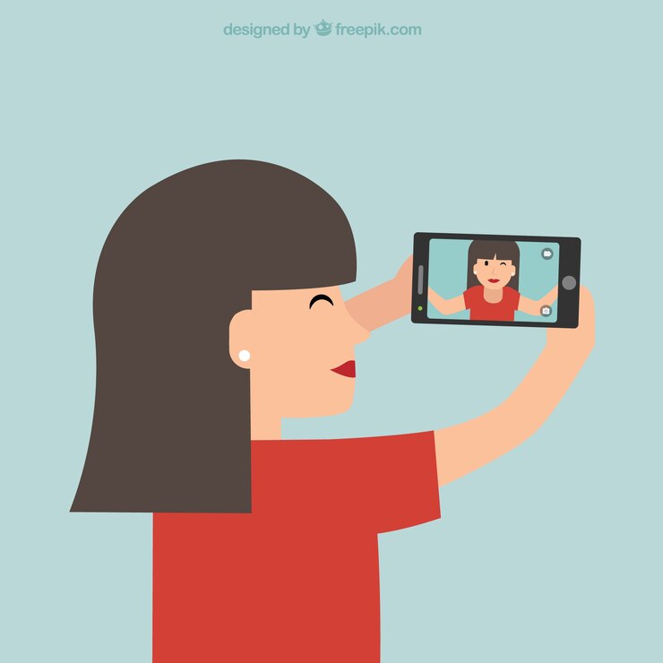 Vettore gratuito selfie con smartphone