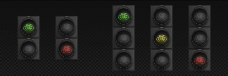 Vettore gratuito semaforo per biciclette con led rosso giallo verde