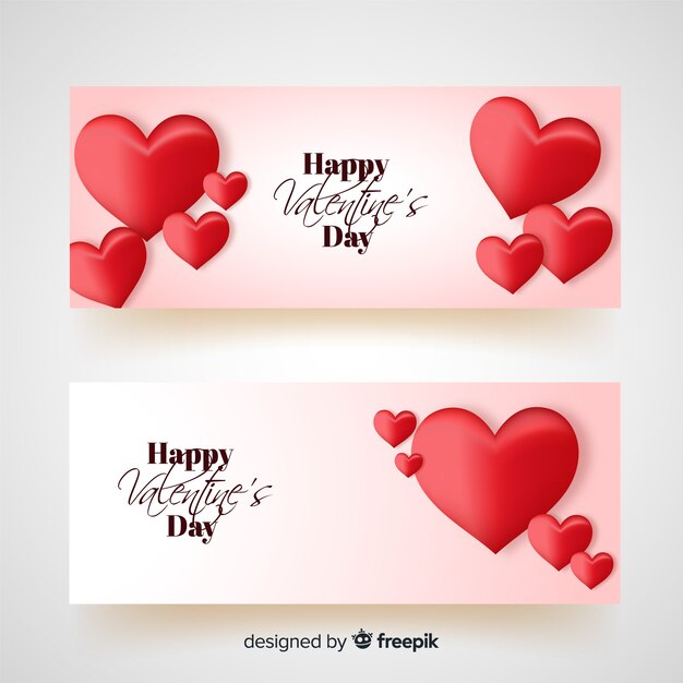 Semplice bandiera di San Valentino cuori