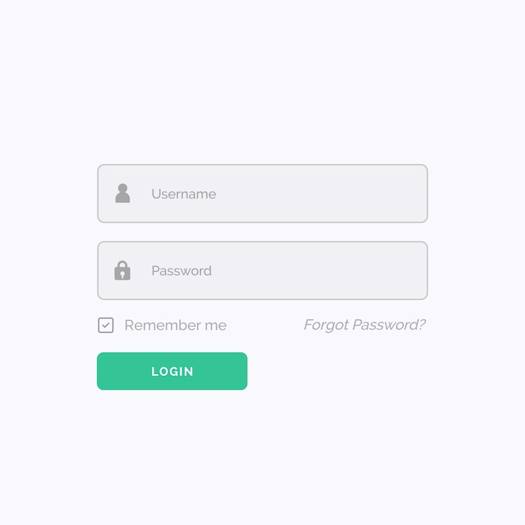Vettore gratuito semplice bianco login modello di modulo di progettazione