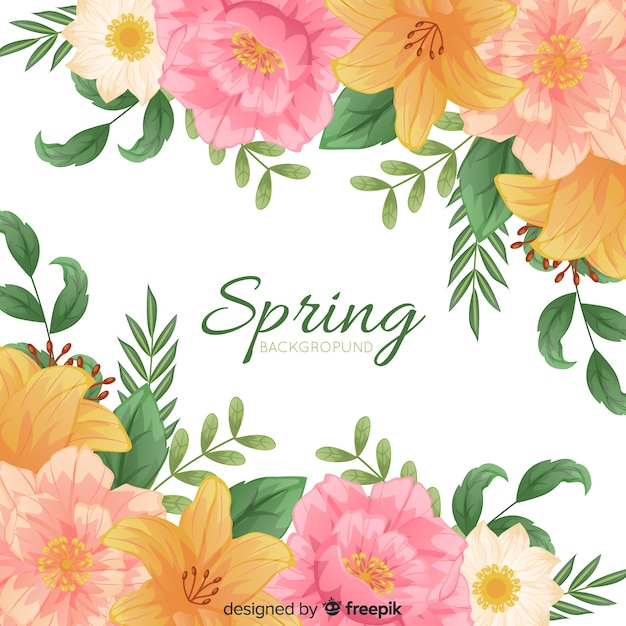 Semplice sfondo di primavera con cornice floreale