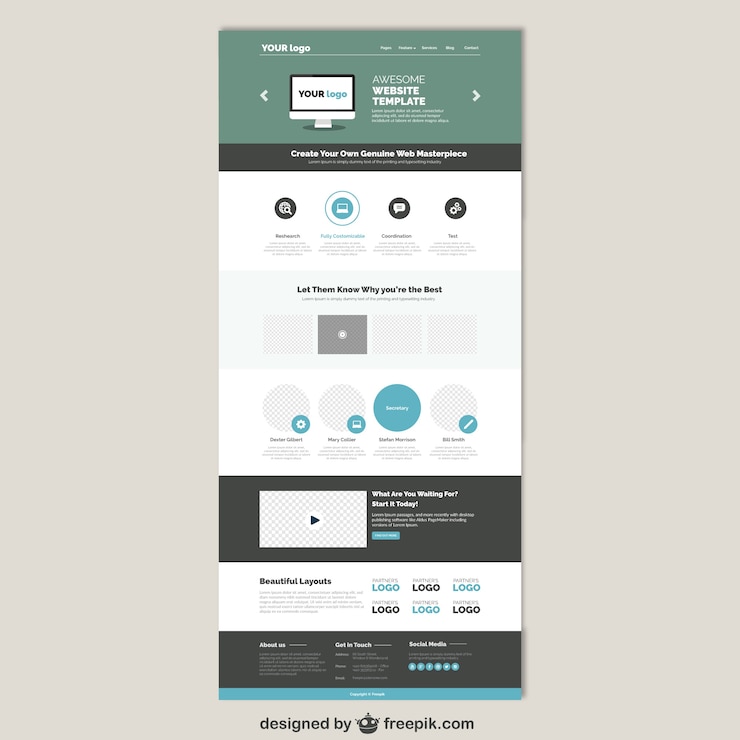 Vettore gratuito semplice sito web tamplate